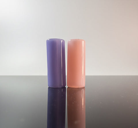 Pink and purple glass rolling tips