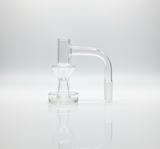 Clear quartz terp slurper banger on a white neutral backround