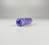 Purple glass joint filter tip on a neutral backround and reflective surface