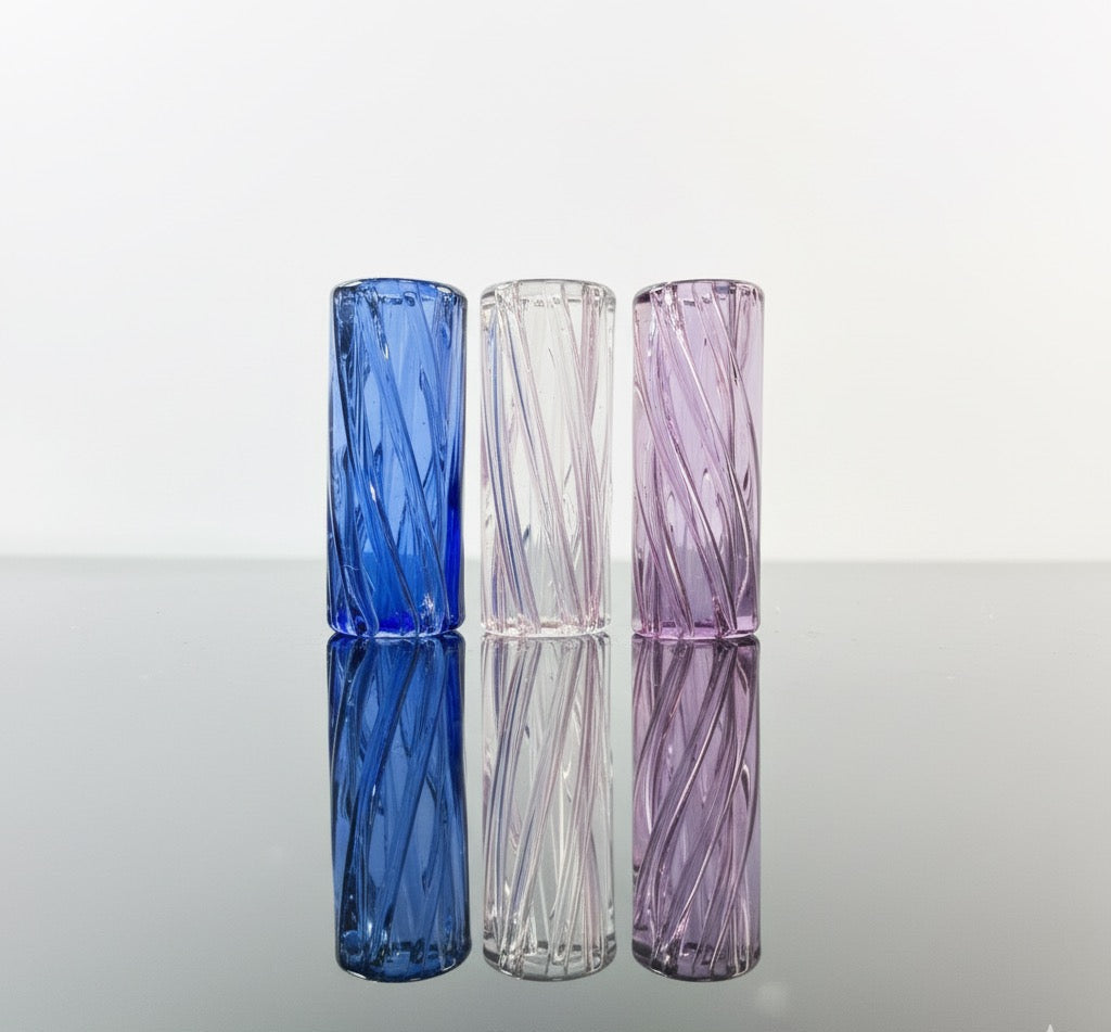 Blue, pink, purple glass filter tips