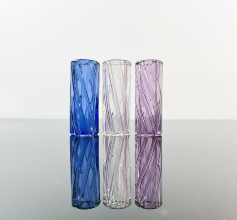 Blue, pink, purple glass filter tips