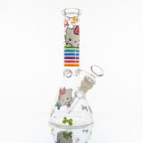 Hello kitty bong - Rainbow colors with butterfly images on glass 