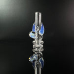 Puffco Pivot glass mouthpiece canada - clear with opal and blue horns on black backround