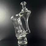 Clear puffco peak recycler made by canadian artist greenbelt glass 