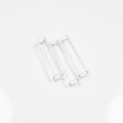 Three clear etched pillars made for a control tower or quartz terp slurper canada 