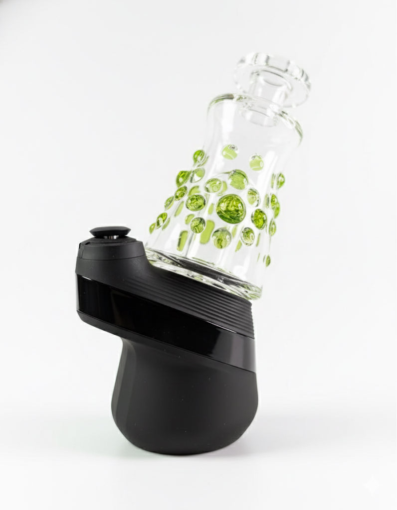 Puffco peak replacement glass - clear with green spots