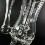 Close up of the perc inside the clear puffco peak recycler made by Greenbelt glass