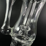 Close up of the perc inside the clear puffco peak recycler made by Greenbelt glass