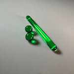 Emerald Pillar and 2 Emerald pearls on a white backround. made for terp slurpers, quartz Bangers and auto spinners. color: Gree 