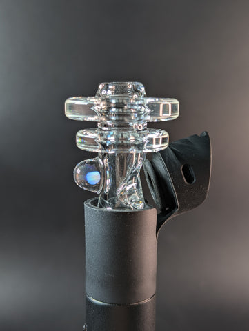 Clear with opal puffco pivot glass mouthpiece 