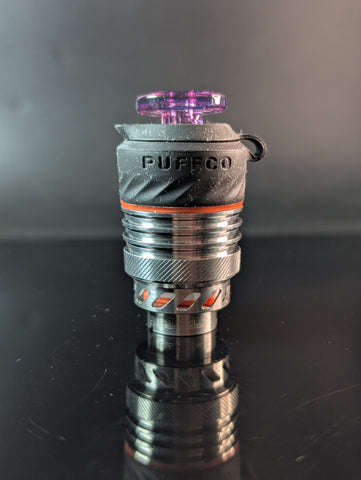 Puffco peak 3dxl Cap Canada - Pink joystick cap inside a black Puffco Peak 3DXL Chamber